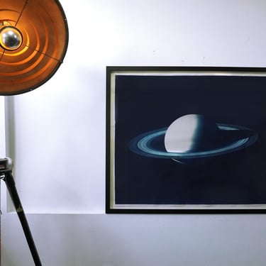 Large Saturn Cyanotype on Heavy Watercolor Paper (Framed)