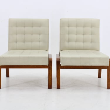 1970s Ludvik Volak Pair of Side Chairs by Drevopodnik Holesov , Czechoslovakia / Mid-century / Vintage Armchair / 