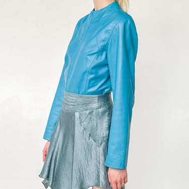 Aqua Silky Asymmetrical Skirt (M)