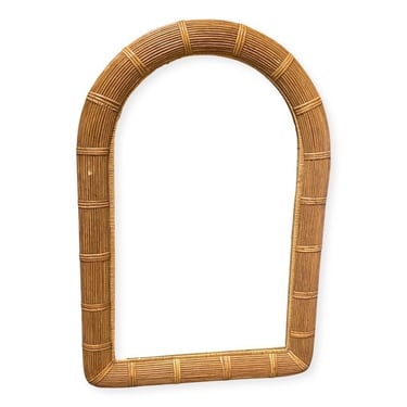 Arched Pencil Reed Rattan Wall Mirror with Wrapping 