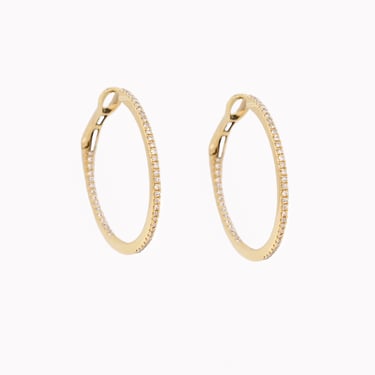 Thin Diamond Echo 27mm Hoop Earrings