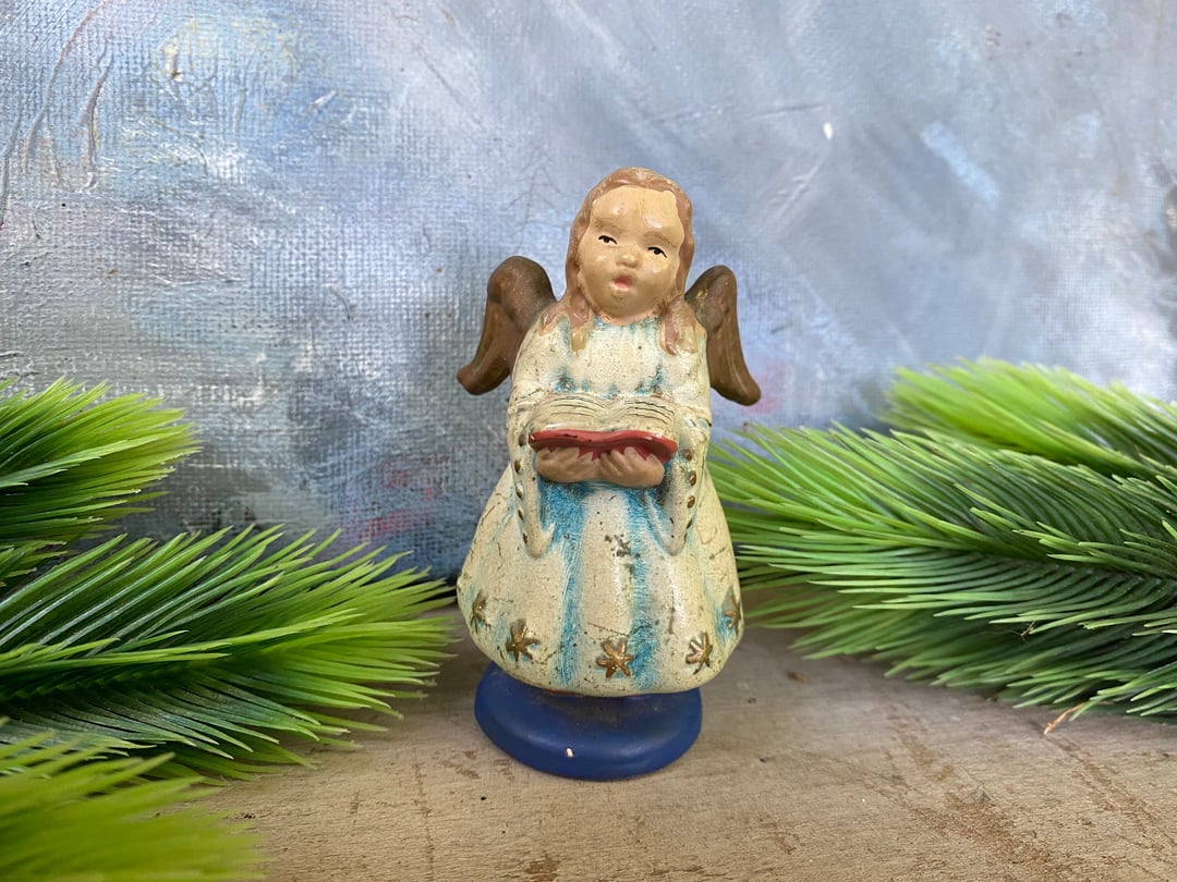 Vintage Christmas Angel, Nativity Angel With Hymnal Luckduck