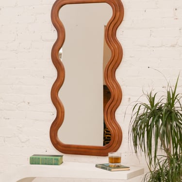 Wooden Squiggle Mirror