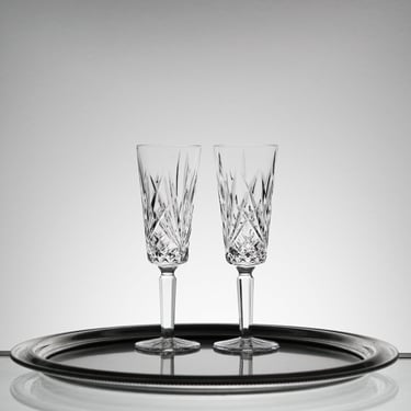 Heavy Crystal Champagne Flute Set of 2, Vintage Glass Set, VTG Cocktail Glasses  Vintage Glassware 