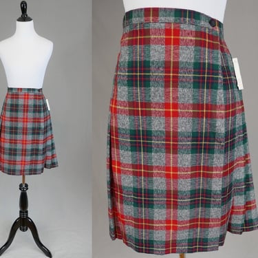 80s 90s NWT Plaid Wrap Skirt - 29" waist - Pleated Kilt Style - Deadstock - Counterparts - Vintage 1980s 1990s 