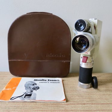 Vintage Minolta Zoom 8 - 8 MM Movie Camera with Case and Manual 