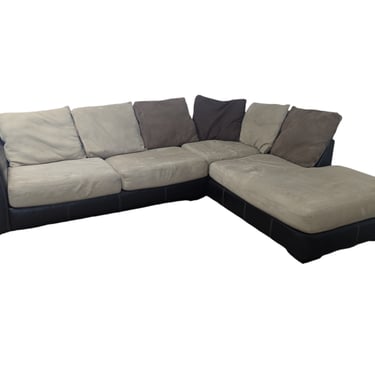 Two Tone Tan L-Shaped Sectional