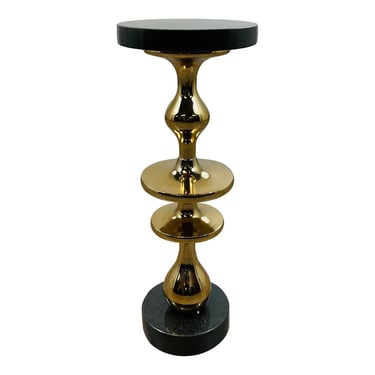 John Richard Modern Black Marble and Brass Martini Table