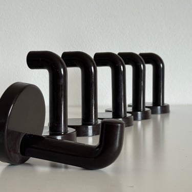 SET of 6 Vintage Wardrobe Coat Hooks / Black Metal Retro Wall Hooks / Mid Century Coat Hanger / Wall Decor / Made in Yugoslavia / 1980s 