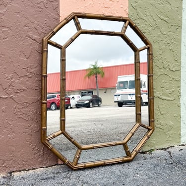 Faux Bamboo Octagon Mirror