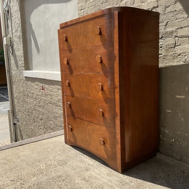 Art Deco Tall Chest of Drawers, Loss to Veneer