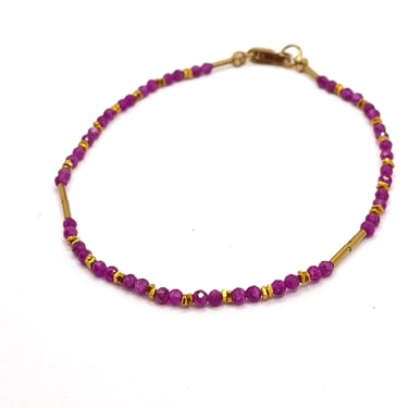 Ruby &amp; Gold Vermeil Bracelet w/ Gold Fill Beads