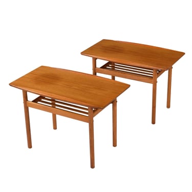 Pair of Grete Jalk for Poul Jeppesen Møbelfabrik Danish Teak Side Tables 