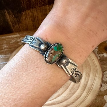 MARY CAYATINETO NAVAJO Mountain Turquoise Bracelet 24g | Sterling Silver Cuff | Navajo Jewelry | Southwestern | Fred Harvey Era Style 