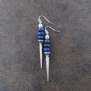 Blue lapis and silver spike earrings 