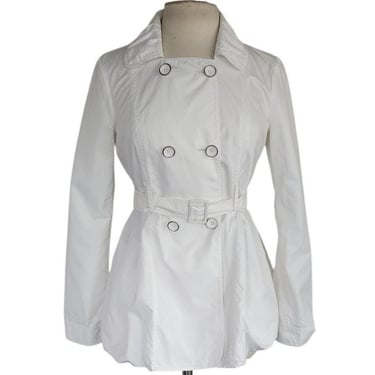 Vintage 90s Armani Short Trench White Coat Bubble Hem / S 