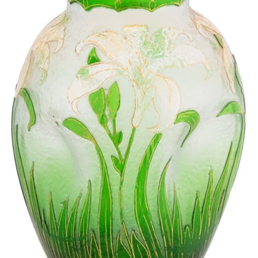Honesdale Green Cameo Glass Vase, ca. 1900