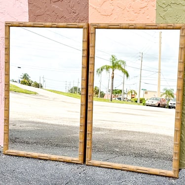 Pair of Faux Bamboo Mirrors