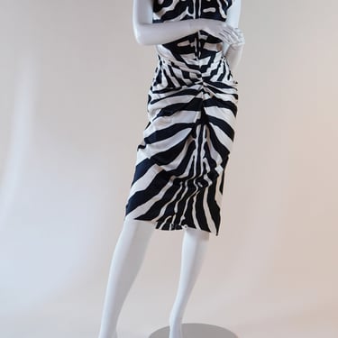 S/S 2008 Dior by John Galliano silk zebra dress - designer Spring 2008 silk charmeuse black and white dress from Christian Dior 