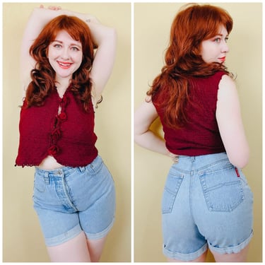 1990s Vintage Union Bay Light Wash Jean Shorts / 90s / High Waisted Cotton Denim Cuffed Shorts / Size Medium Waist 28