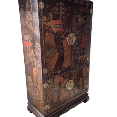 Henredon Asian Cabinet Chinoiserie Armoire in Brown Wood EK221-84