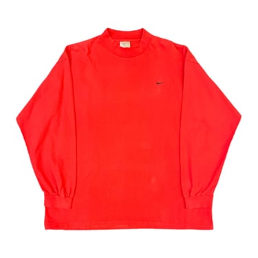 (2XL) Vintage Red Nike Mock Neck Long Sleeve T-Shirt 031122 JF