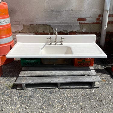 5-Foot Cast Iron Farm Sink with Drain Boards