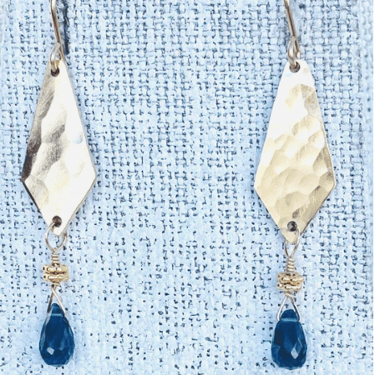 ROBIN HALEY | HAMMERED EARRING WITH LONDON BLUE TOPAZ