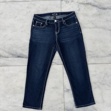 Y2K VTG Apt. 9 Denim Capri Jeans Low Rise Rhinestone Embellished Blue Womens 6 