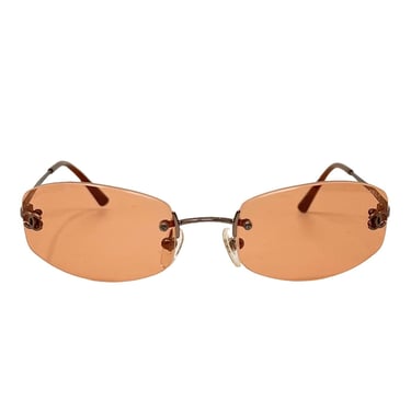 Chanel Amber Logo Rimless Micro Sunglasses