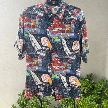 Vintage Avi by Kahala Hawaiian island shirt Hotel Del Coronado theme Medium.m 