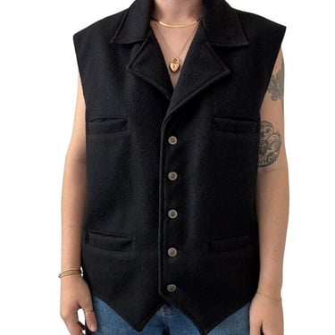 Schaefer Outfitters Mens Black Boiled Wool Ranchwear Western Vest XL Made in USA 