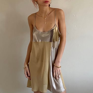 slim fit dress slacks Hand Beaded Soft Metallic Slip Dress in Subtle Animal 2 / Champagne