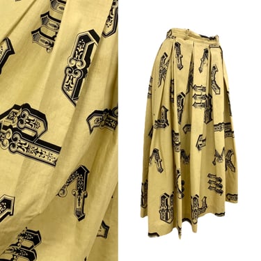 Vtg Vintage 1950s 50s Alphabet ABC Letterpress Novelty Print Pinup Full Skirt 