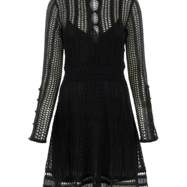 Chloe Woman Black Linen Blend Mini Dress