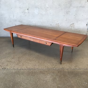 Imperial Walnut 1960s Mid Century Modern Coffee Table With Drawer