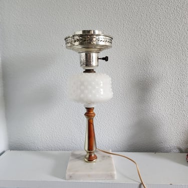 vintage White glass Hobnail table lamp Progect Lamp Farmhouse Shabby Chic Cottagecore decor 