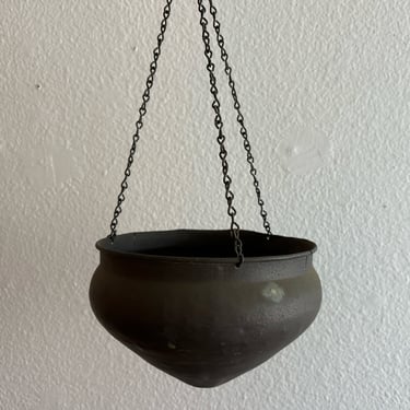 Vintage brass hanging planter