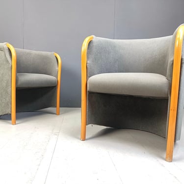 Pair of italian armchairs, 1980s - vintage italian armchairs - vintage side chairs - design side chairs 