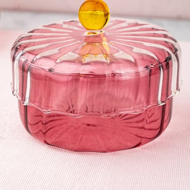 Pink Glass Jar with Lid