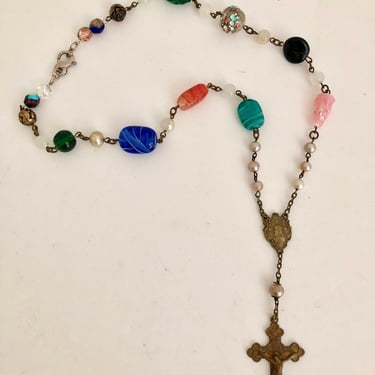 Vintage Rosary w/ Vintage Glass Beads Boho Chic 