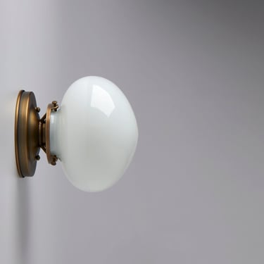 Wall Sconce -- Rounded White/Opal Glass -- Hand Blown Glass 