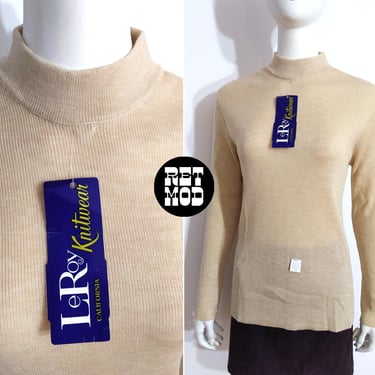 Deadstock Vintage 70s 80s Light Oatmeal Beige Colored Acrylic Lightweight Sweater by LeRoy 