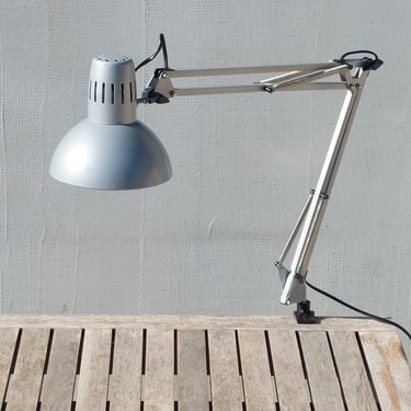 Vintage Architect's Light / Silver Metal Light / Angle Poise Light / Adjustable Light / Swing Arm Lamp/Industrial Desk Lamp/Mid Century/70's 