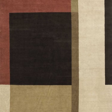 Delinear Layout Color Block 8'X10' Wool Rug