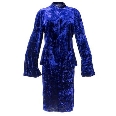 KRIZIA 90s Midnight Blue Velvet Skirt Suit