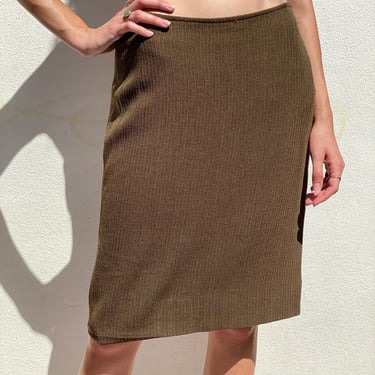 Hanae Mori Skirt / Sage Green Textured Knit Work Skirt / Women's Suit / Vintage Designer Skirt / Women's Skirt 