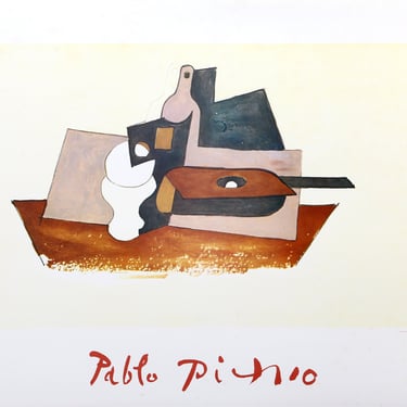 Guitare Verre et Bouteille by Pablo Picasso, Marina Picasso Estate Lithograph Poster 