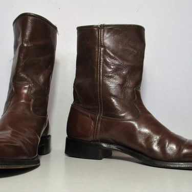 Vintage 90s Justin Cowboy Boots, Brown Leather, Rare Style 3800, Size 12AA Men 