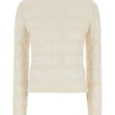 Balenciaga Women Ivory Wool Blend Sweater